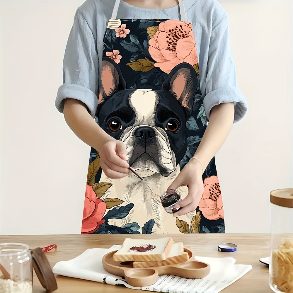 Baking Kitchen Design Ideas - Celemek Motif Bunga French Bulldog -