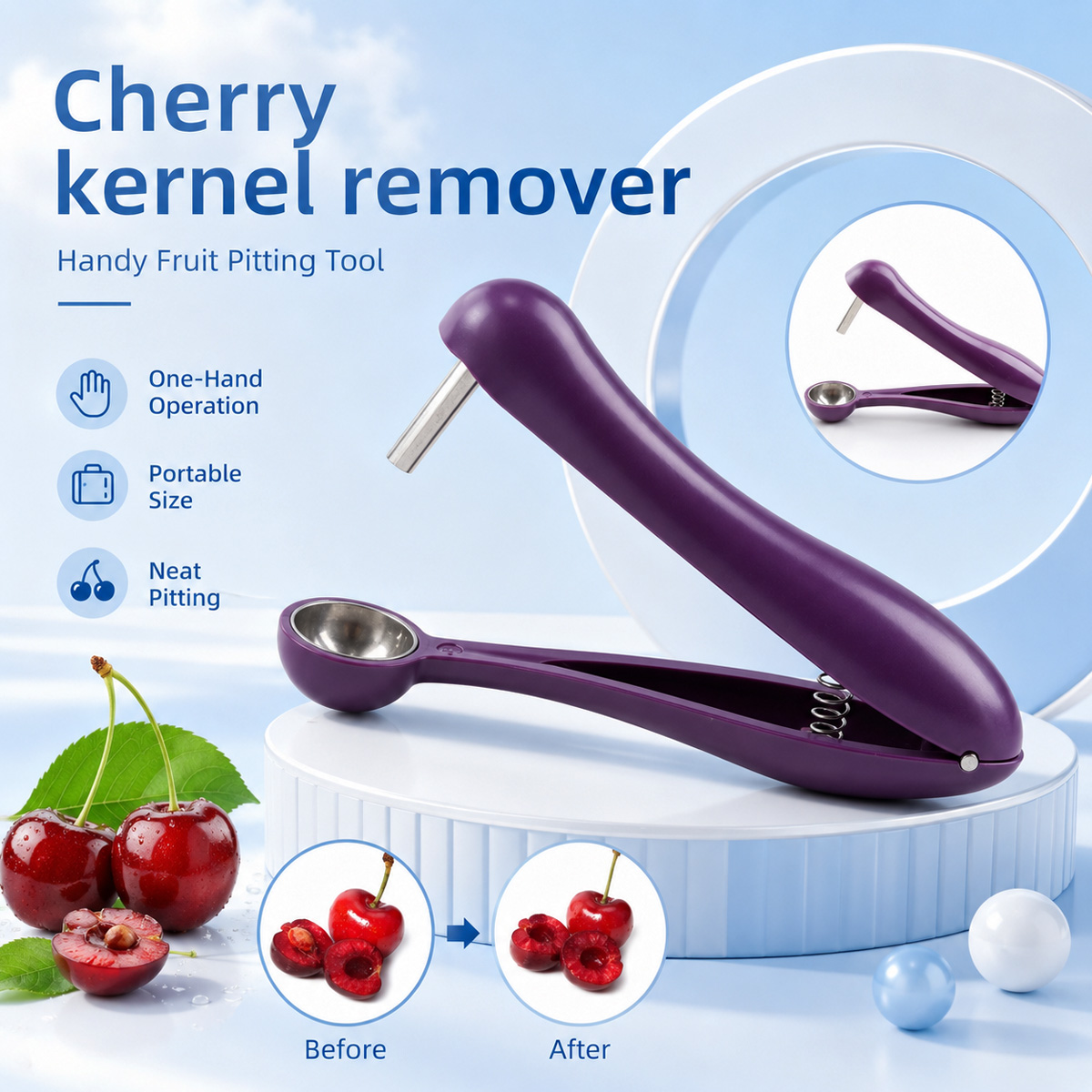 Kitchen Tools In Baking - Alat Pengupas Biji Ceri Genggam dan
